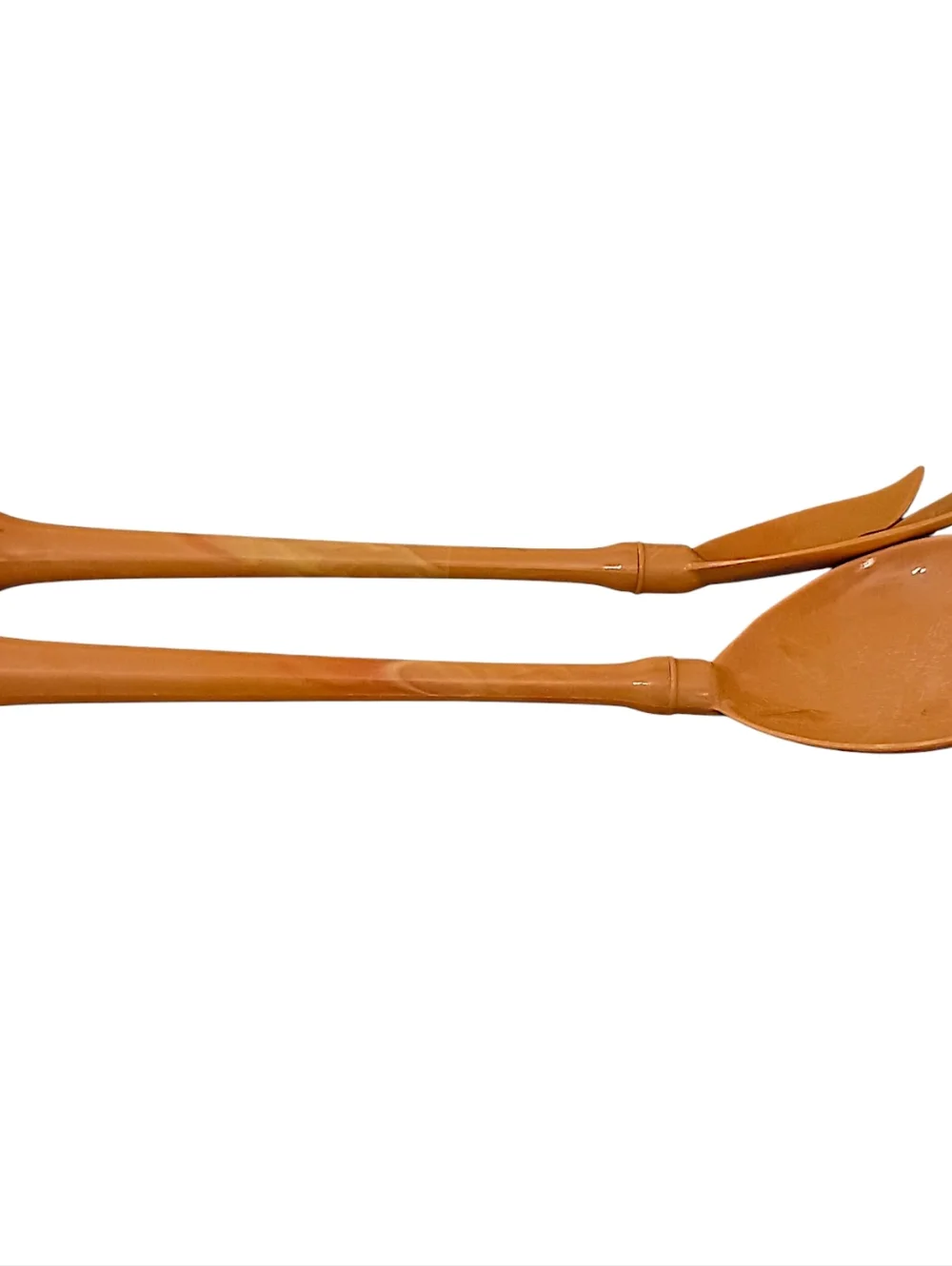 Vintage Melamine Salad Servers Fork Spoon Butterscotch Swirl Harvest‎ Gold MCM